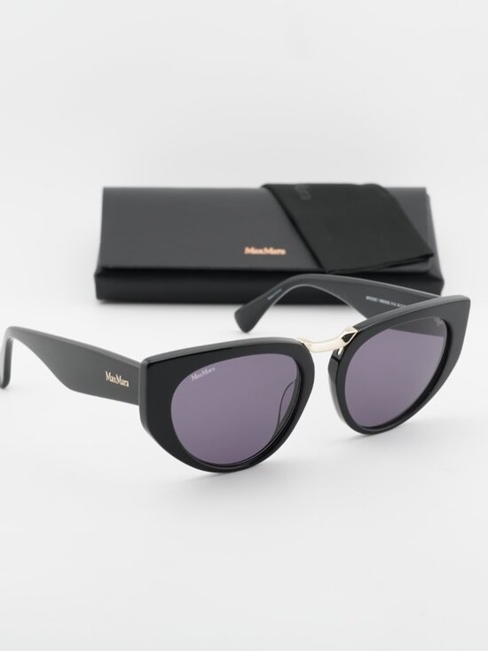 Max Mara BRIDGE1 MM0093 01A Cat Eye Sunglasses - Black / Smoke